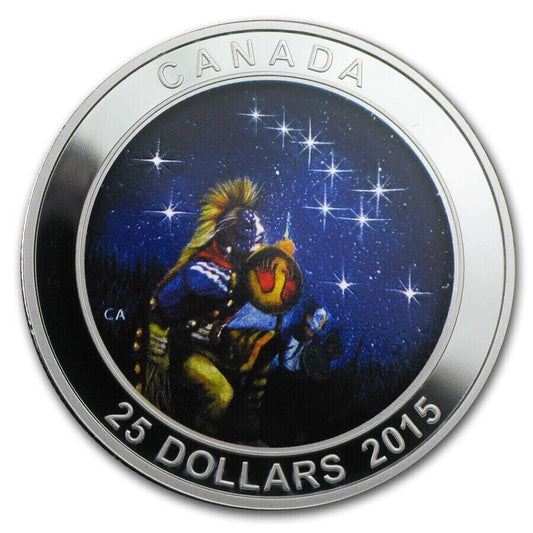 1 oz Silver Coin 2015 Canada $25 Star Charts - The Quest Glow in the Dark